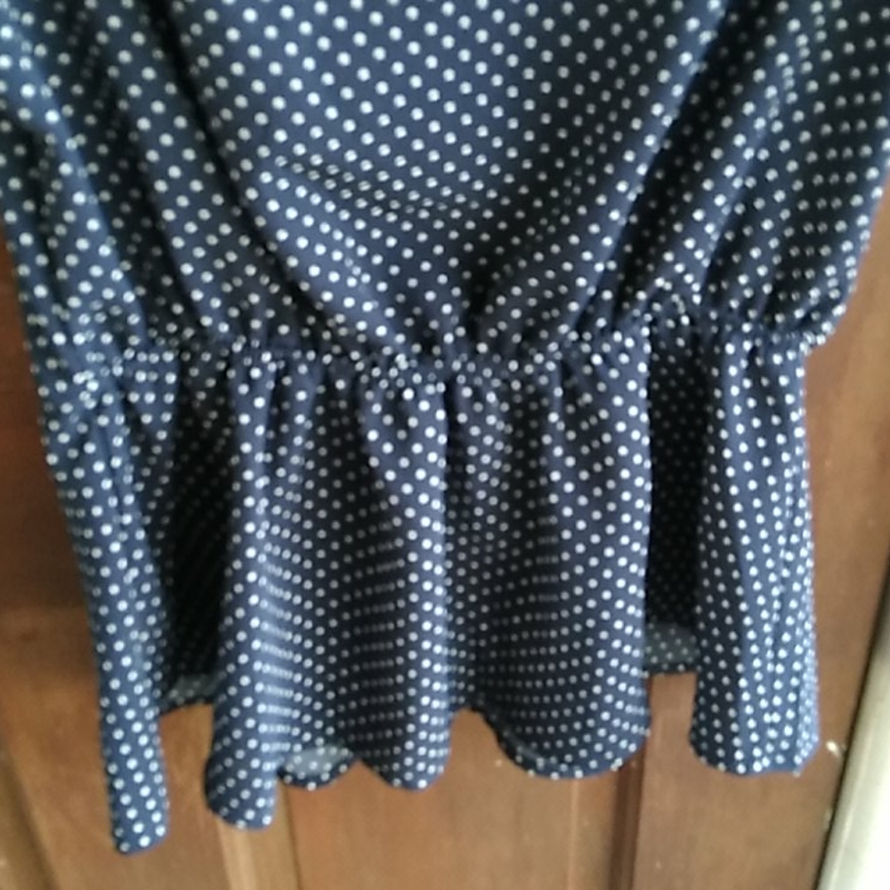 Nwt Navy Dot Peplum Blouse (S) - Picture 8 of 9